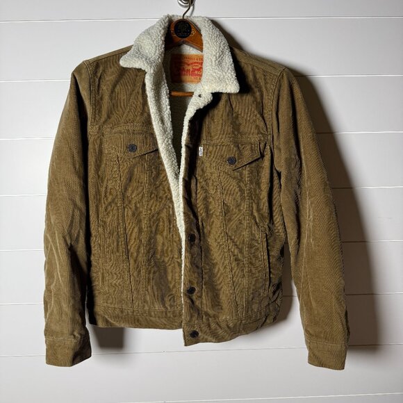 Levi Strauss & Co Brown/Nubuck Corduroy Sherpa Lined Trucker Jacket Size Small - Picture 10 of 13